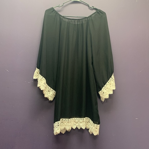 Sheer Black Tunic with Cream Lace Trim - Picture 3 of 3